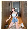 Jean Shorts Women Summer High Waisted Solid Hot Short Jeans Ladies Korean Elastic High Waist Denim Shorts Women