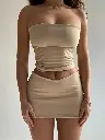 Hugcitar Solid Sleeveless Folds Tube Crop Top Skirts 2 Piece Matching Set Summer Fashion Streetwear Beach Clothing Drop Shipping