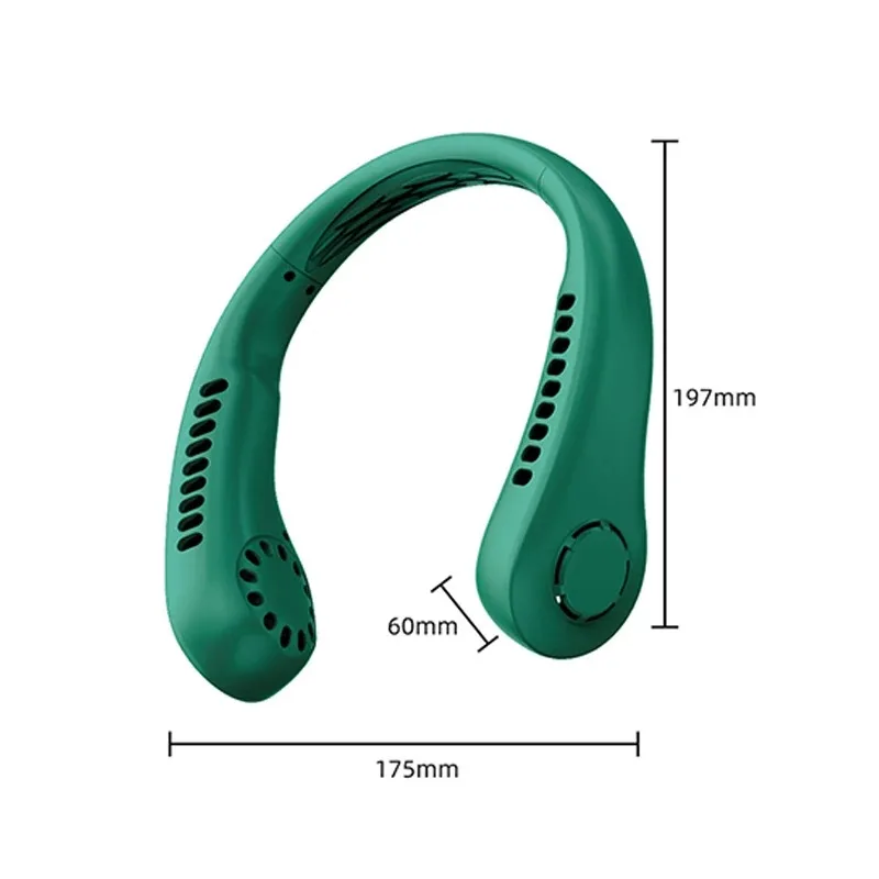 New Mini Neck Fan Portable Bladeless Hanging Neck 1200mAh Rechargeable Air Cooler 3 Speed Mini Summer Sports Fans
