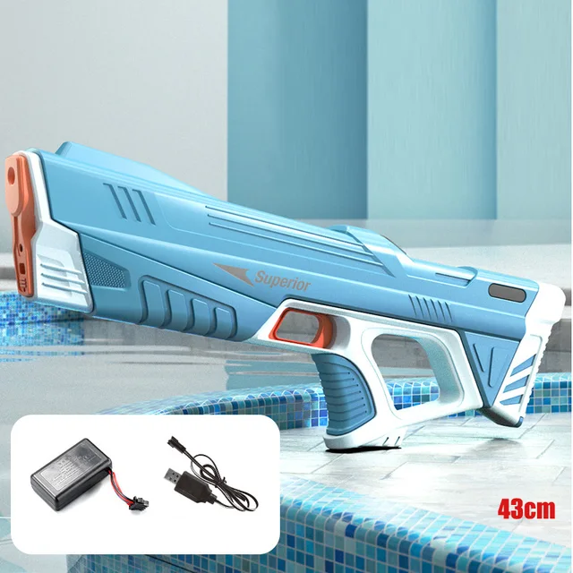 43cm Full Electric Automatic Water Storage Gun Toys Portable Children Summer Beach Outdoor Fight Fantasy Toys for Boys Kids Game
